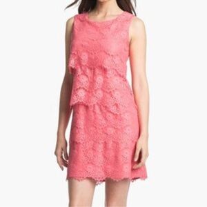 Jessica Simpson Sleeveless Coral Lace Dress